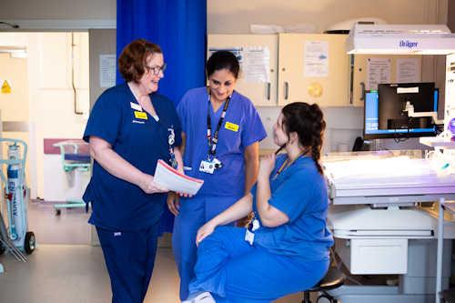 Nurses in neonatal ward